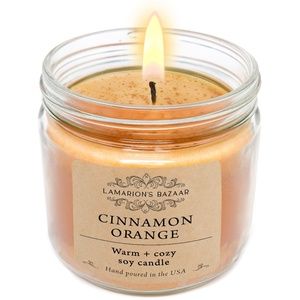 Cinnamon + Blood Orange Scented Soy Candle - Seasonal Cinnamon Orange Fragrance